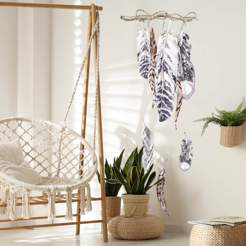 INSPIO Textil falmatrica - Boho stílusú tollak