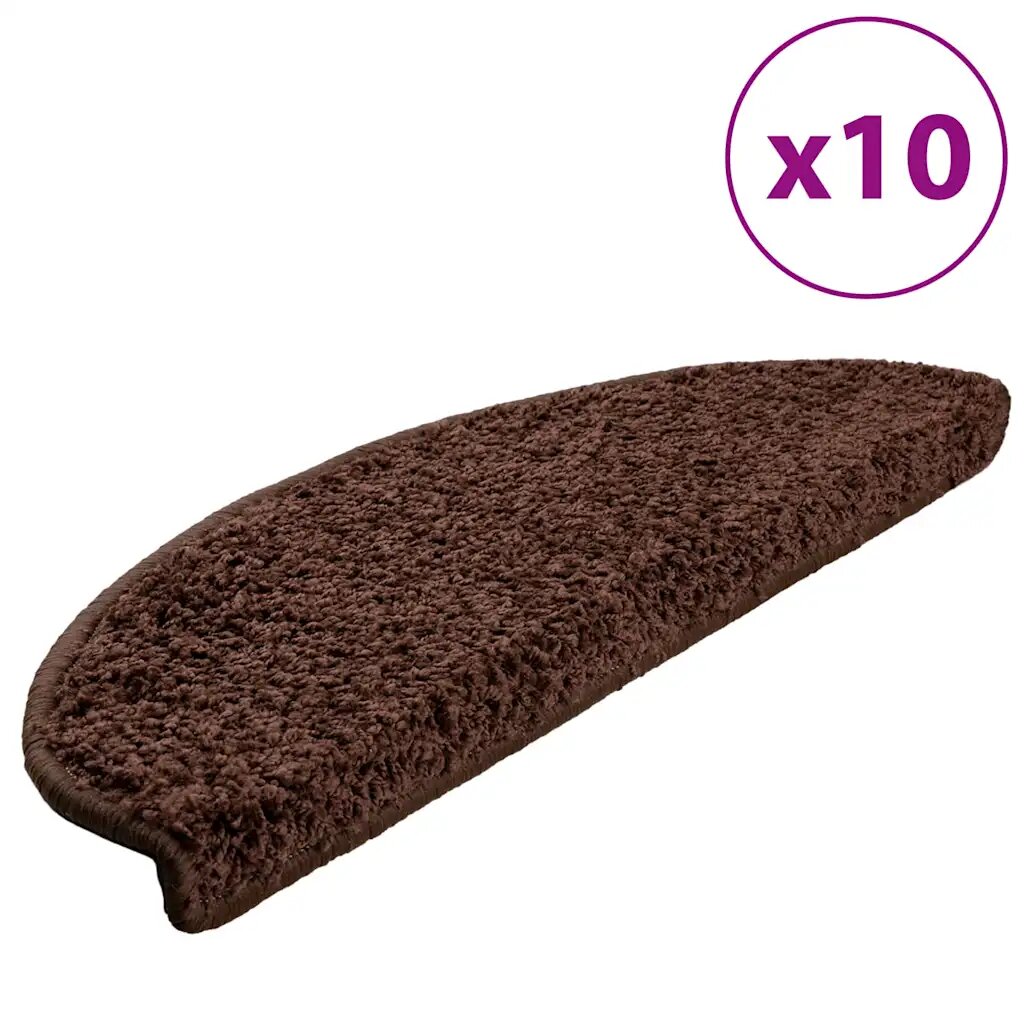 vidaXL 10 db barna félkör alakú nagy lépcsőszőnyeg 65 x 21 x 4 cm