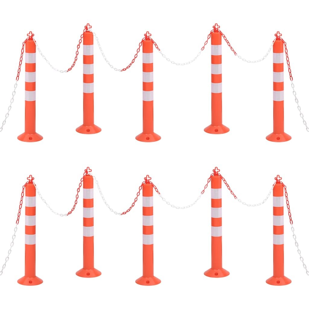 vidaXL 10 db polietilén forgalomterelő oszlop lánccal 75 cm