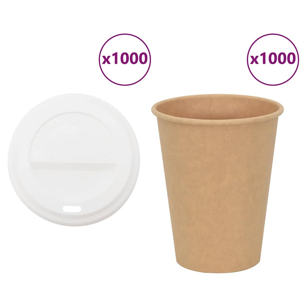 vidaXL 1000 db papír kávéscsészék fedővel 12oz 300ml