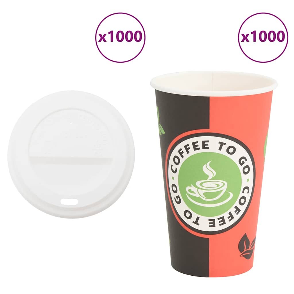 vidaXL 1000 db papír kávéscsészék fedővel 16oz 400ml