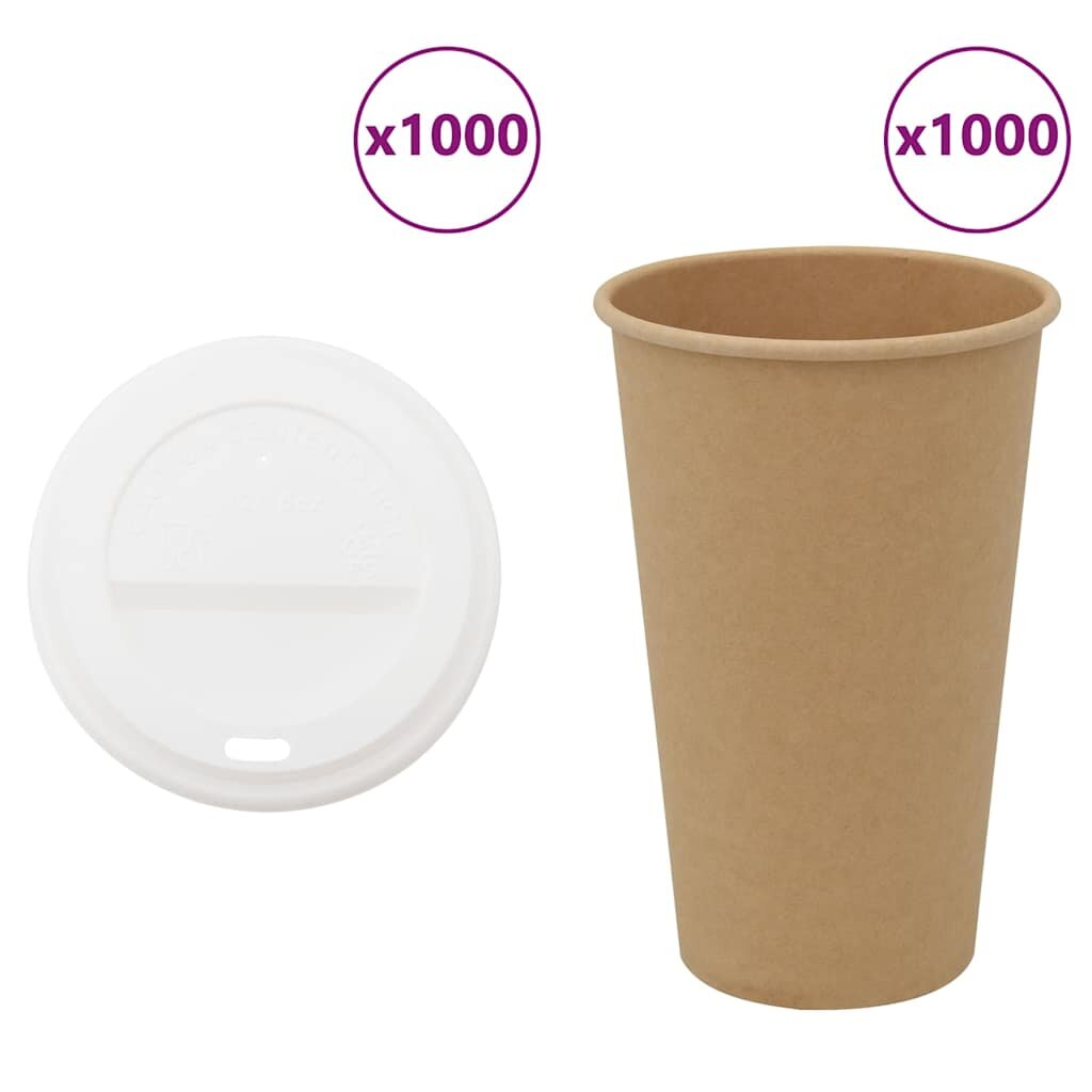 vidaXL 1000 db papír kávéscsészék fedővel 16oz 400ml