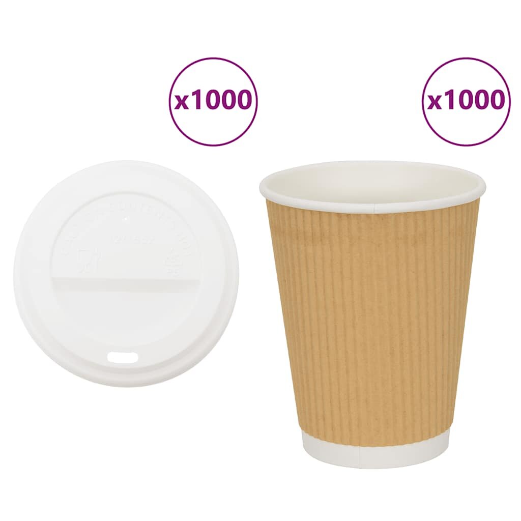 vidaXL 1000 db papír kávéscsészék fedővel 16oz 400ml