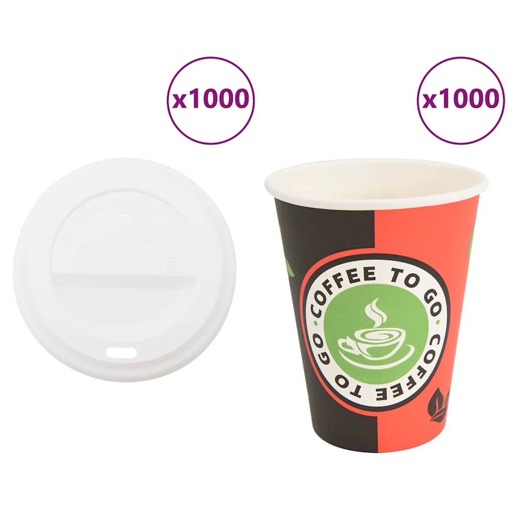 vidaXL 1000 db papír kávéscsészék fedővel 4oz 100ml