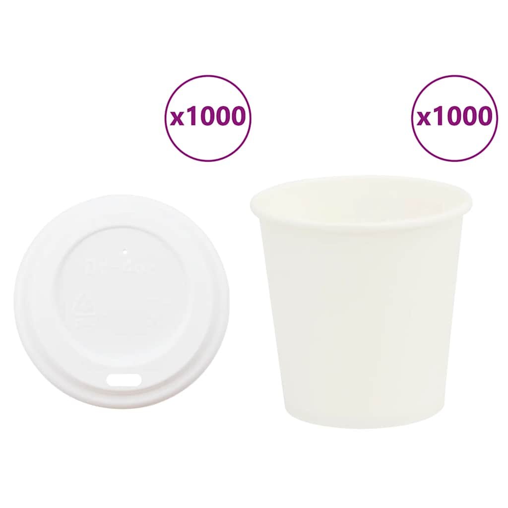 vidaXL 1000 db papír kávéscsészék fedővel 4oz 100ml