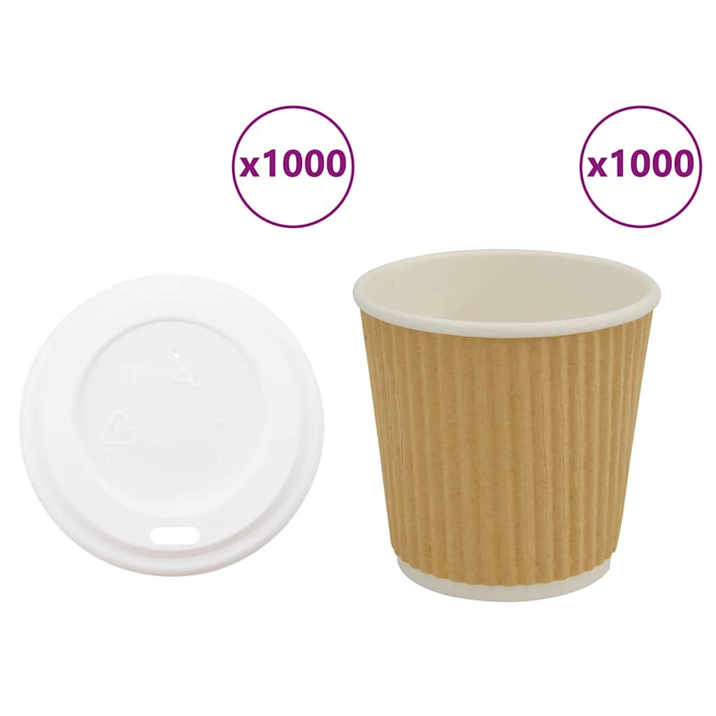 vidaXL 1000 db papír kávéscsészék fedővel 4oz 100ml