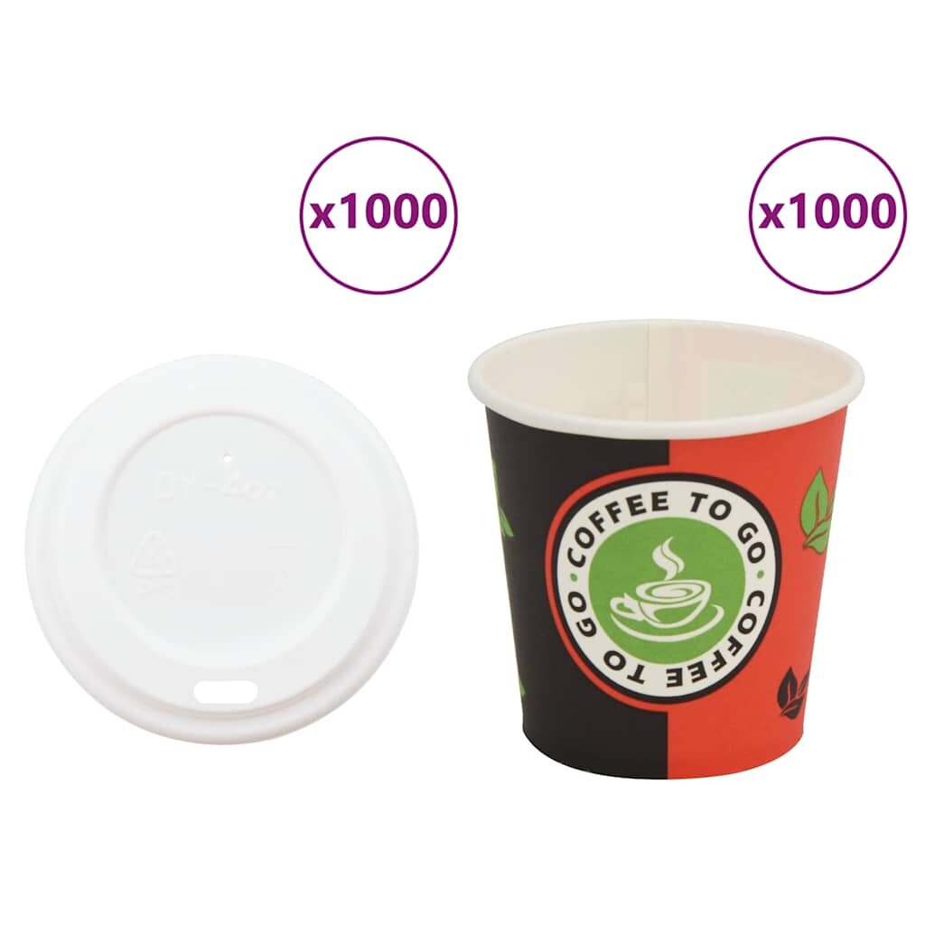 vidaXL 1000 db papír kávéscsészék fedővel 4oz 120ml