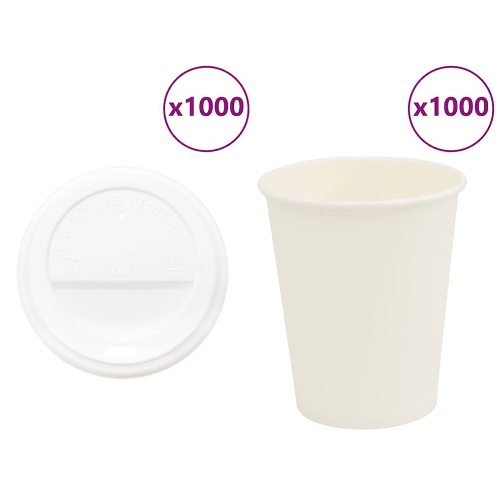 vidaXL 1000 db papír kávéscsészék fedővel 8oz 200ml