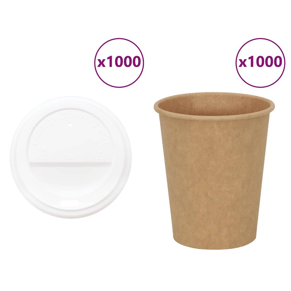 vidaXL 1000 db papír kávéscsészék fedővel 8oz 200ml