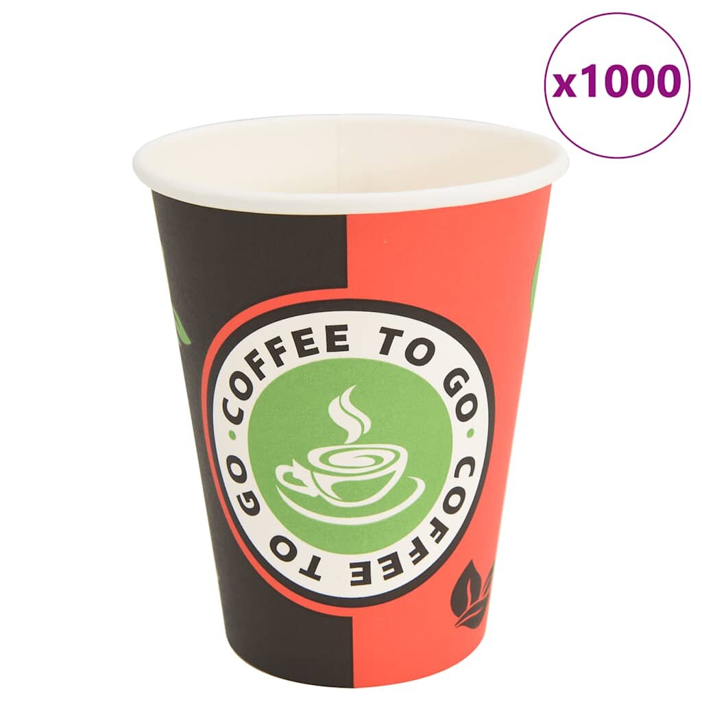 vidaXL 1000 db piros és fekete papír kávéscsészék 12oz 300ml