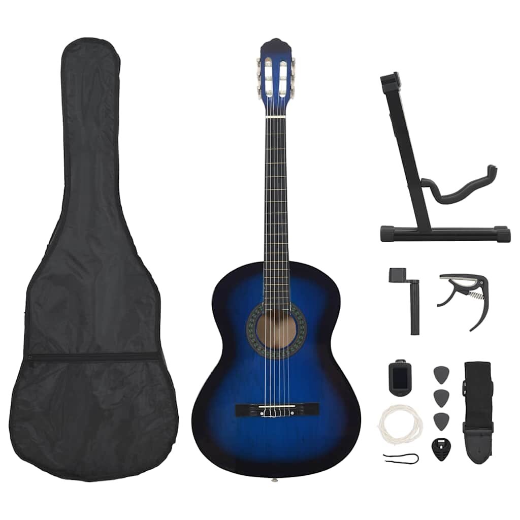 vidaXL 12 darabos kék klasszikus gitár kezdőkészlet 4/4 39