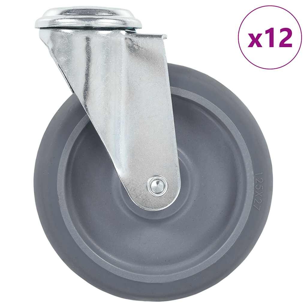 vidaXL 12 db hátfuratos önbeálló görgő 125 mm