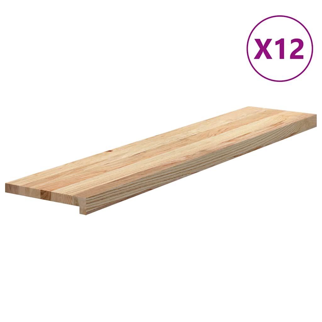 vidaXL 12 db tömör tölgyfa lépcsőfokok kezeletlen 120x30x2 cm