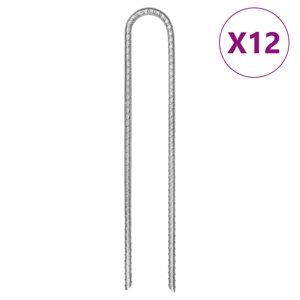 vidaXL 12 db U-alakú horganyzott acél sátorcövek 30 cm Ø85 mm