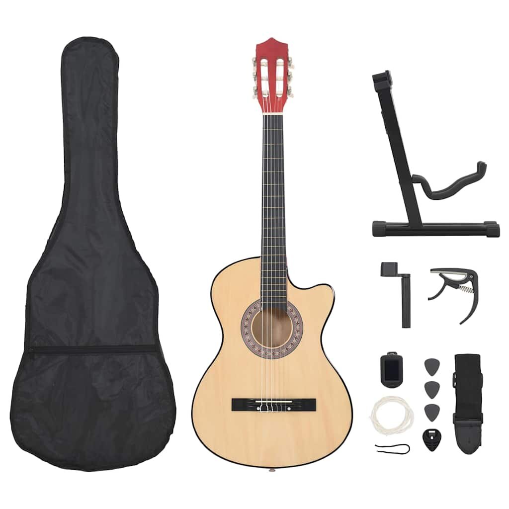 vidaXL 12 részes 6 húros akusztikus western cutaway gitár szett 38