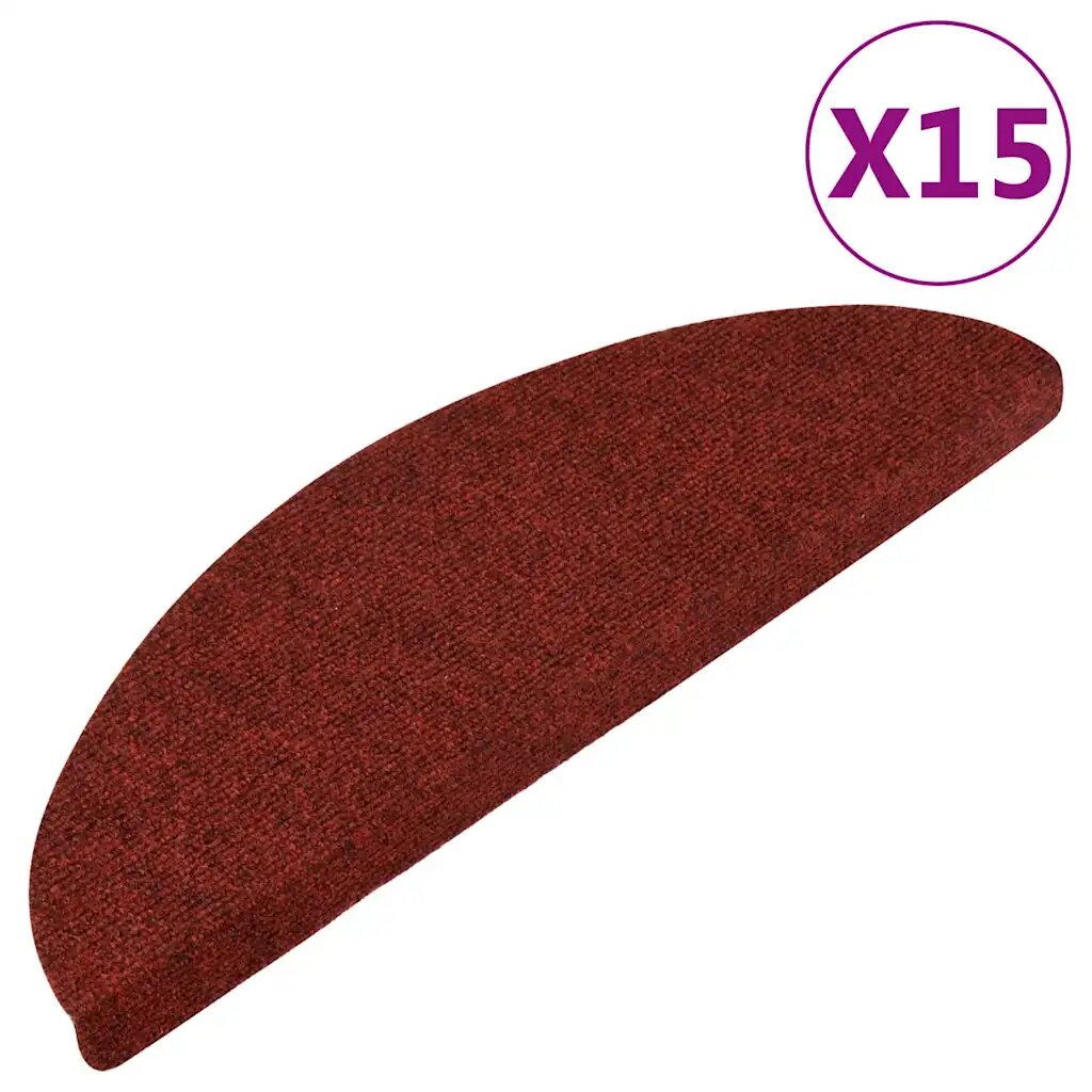 vidaXL 15 db piros lépcsőszőnyeg 56x17x3 cm