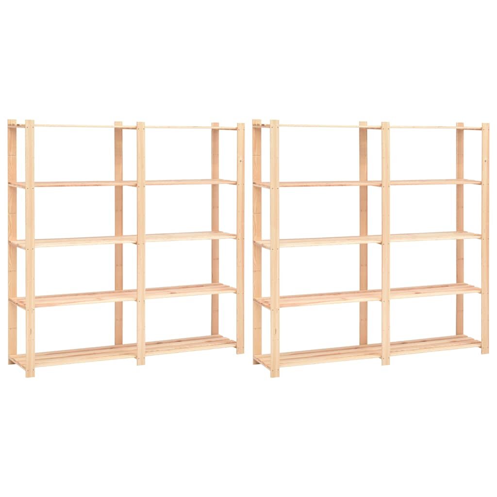 vidaXL 2 db 5-szintes tömör fenyő tárolópolc 500 kg 170 x 38 x 170 cm