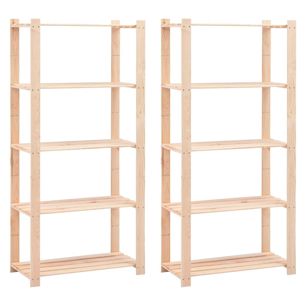 vidaXL 2 db 5-szintes tömör fenyőfa tárolópolc 250 kg 80 x 38 x 170 cm