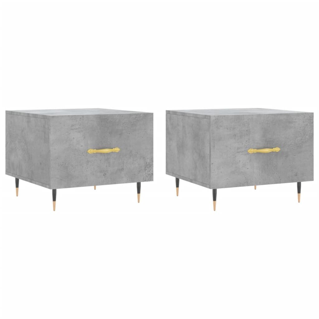 vidaXL 2 db betonszürke szerelt fa dohányzóasztal 50 x 50 x 40 cm