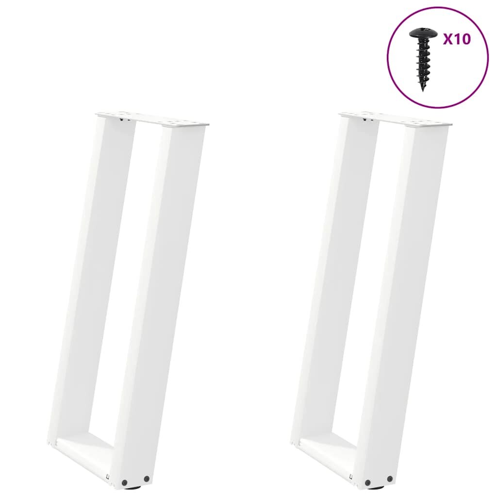 vidaXL 2 db fehér U alakú konzolasztal láb 28 x (72-73) cm acél