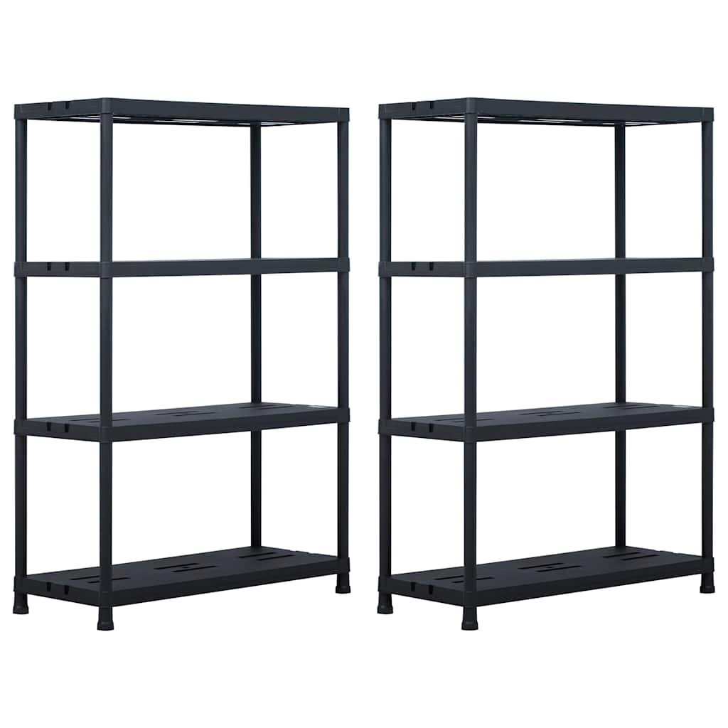 vidaXL 2 db fekete műanyag tároló polc 220 kg 90 x 40 x 138 cm