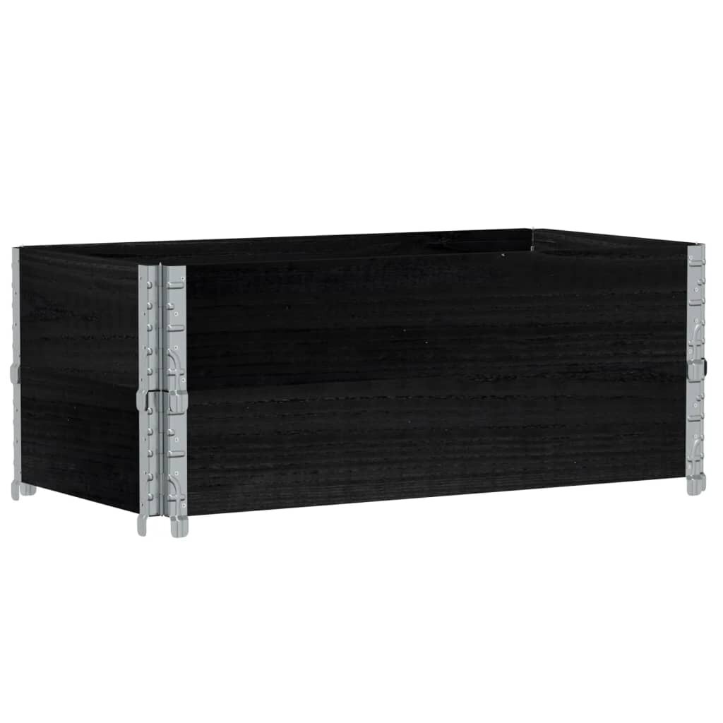vidaXL 2 db fekete tömör fenyőfa raklapmagasító 100 x 50 cm