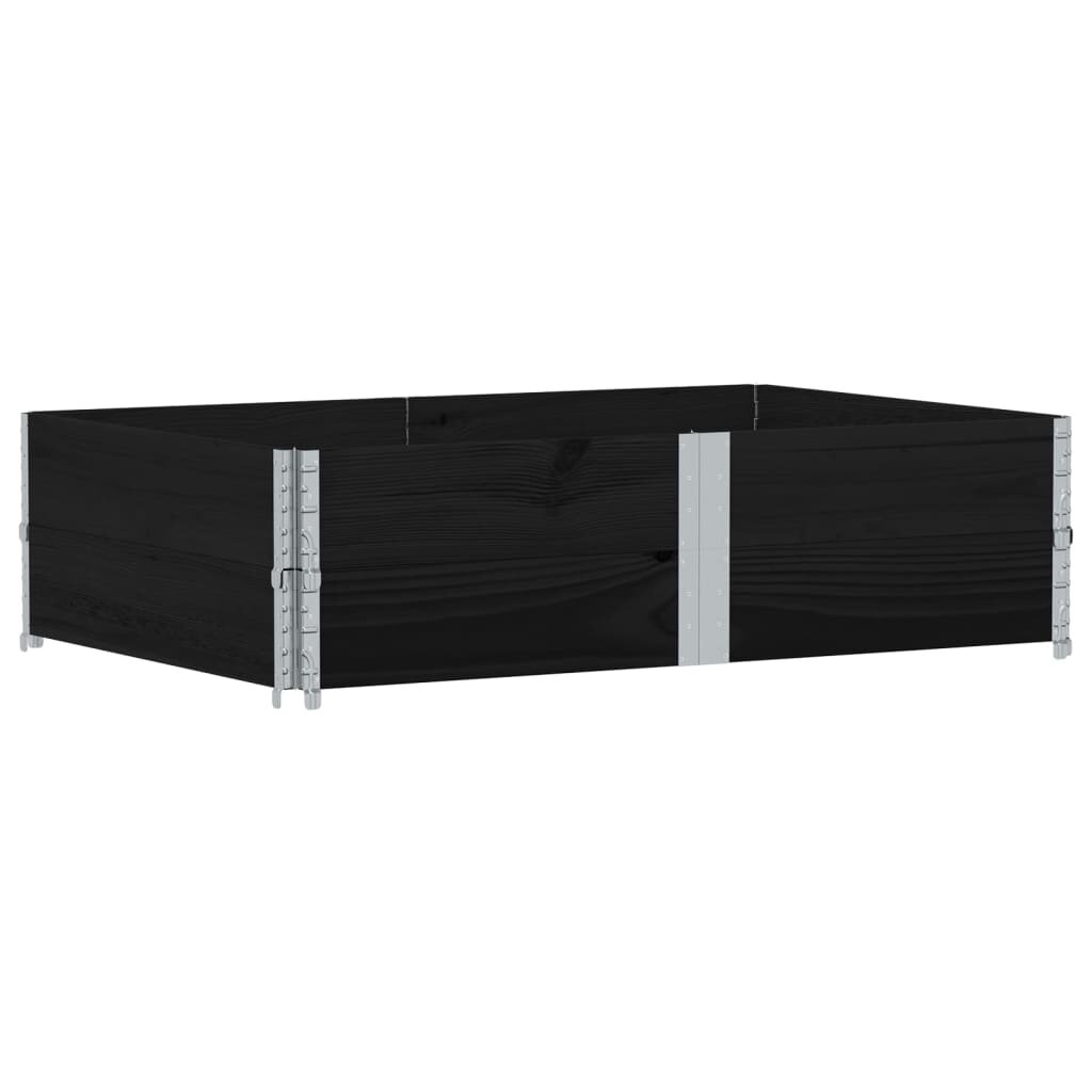 vidaXL 2 db fekete tömör fenyőfa raklapmagasító 150 x 100 cm