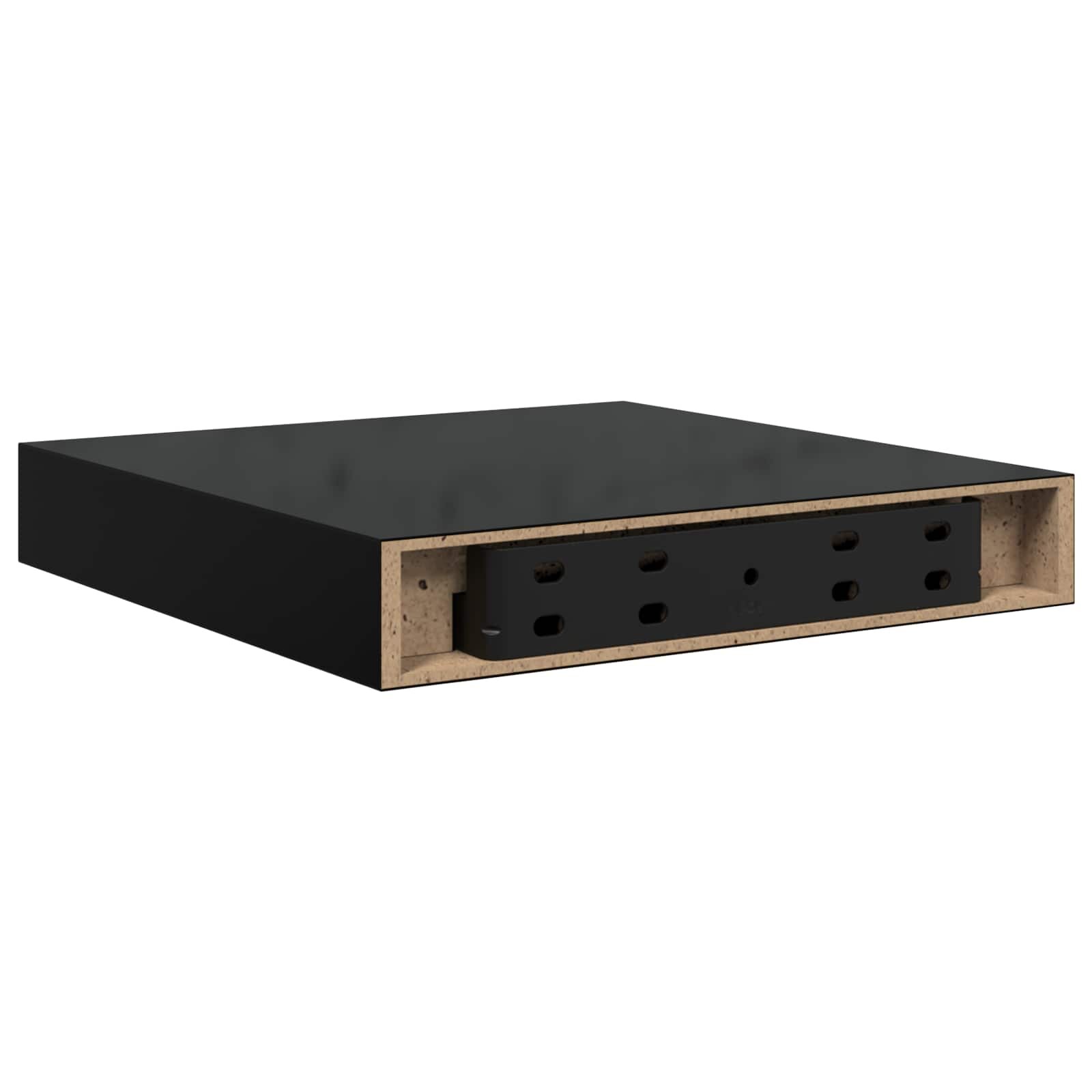vidaXL 2 db magasfényű fekete MDF lebegő fali polc 23 x 235 x 38 cm
