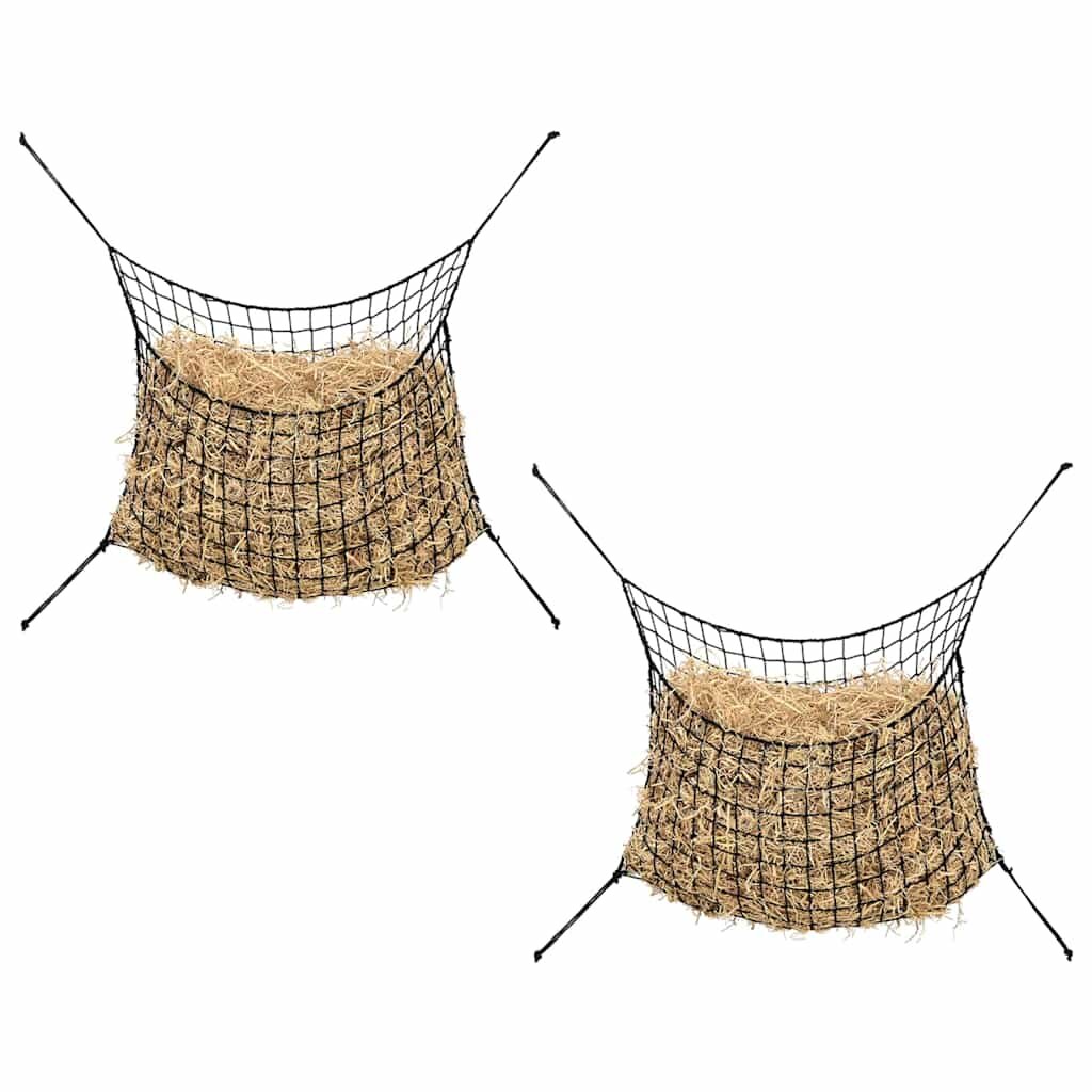 vidaXL 2 db négyszögletű fekete PP szénaháló 150 x 90 cm