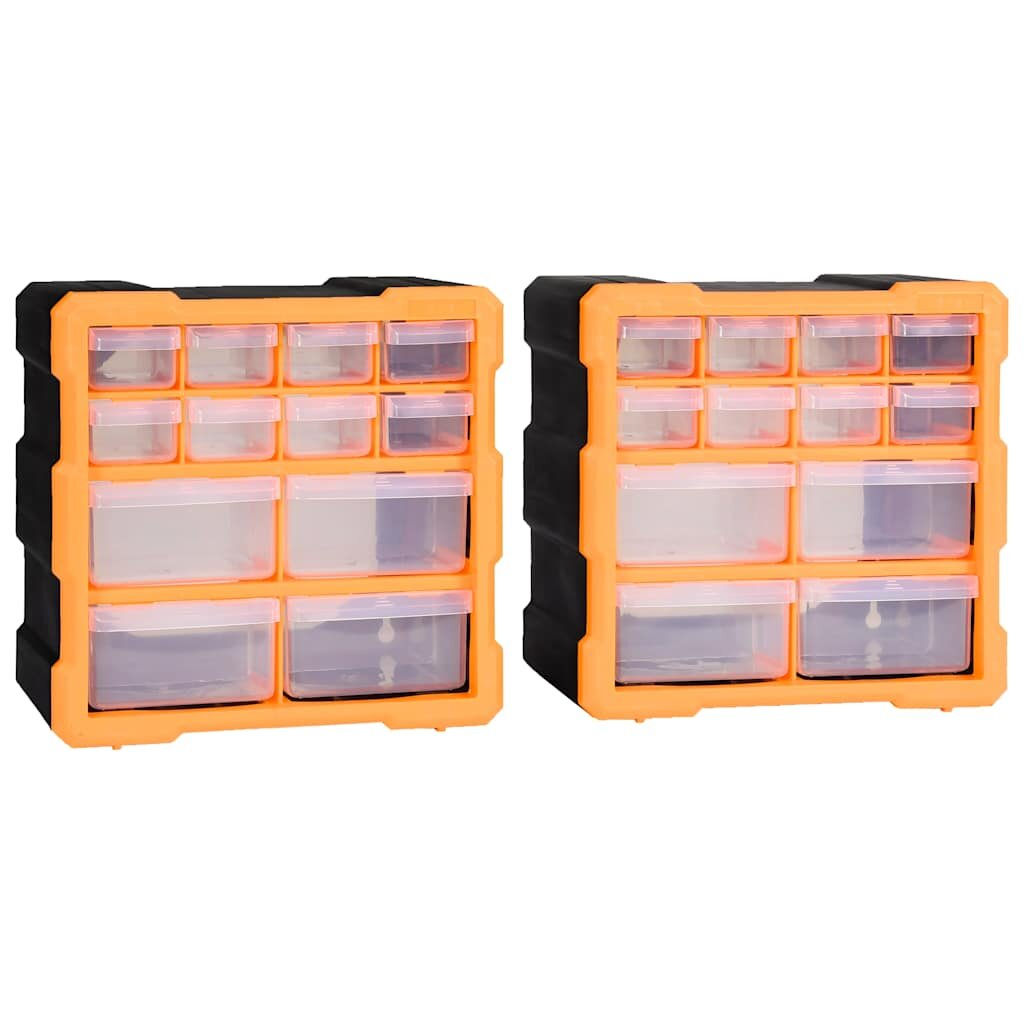 vidaXL 2 db többfiókos szervező 12 fiókkal 265 x 16 x 26 cm