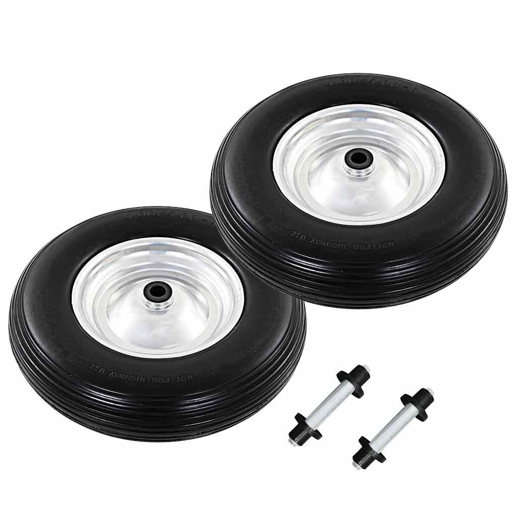 vidaXL 2 db tömör poliuretán talicskakerék tengellyel 4.00-8 390 mm