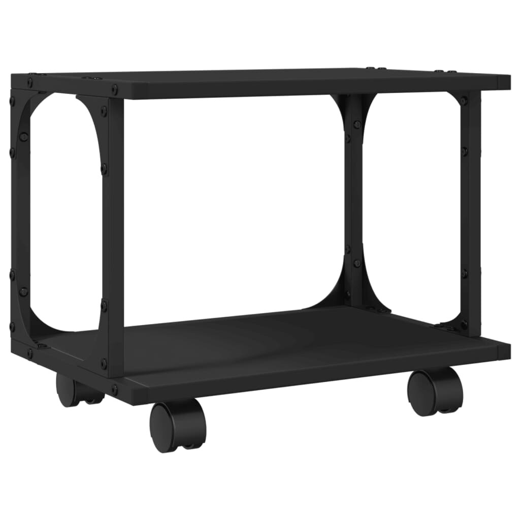 vidaXL 2 szintes fekete szerelt fa nyomtatóállvány 41x28x335 cm