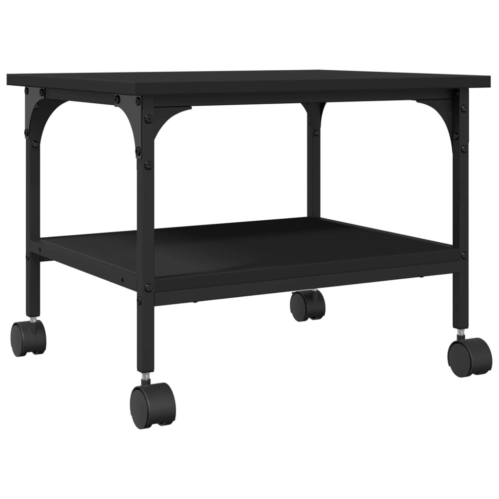vidaXL 2 szintes fekete szerelt fa nyomtatóállvány 50 x 40 x 38 cm