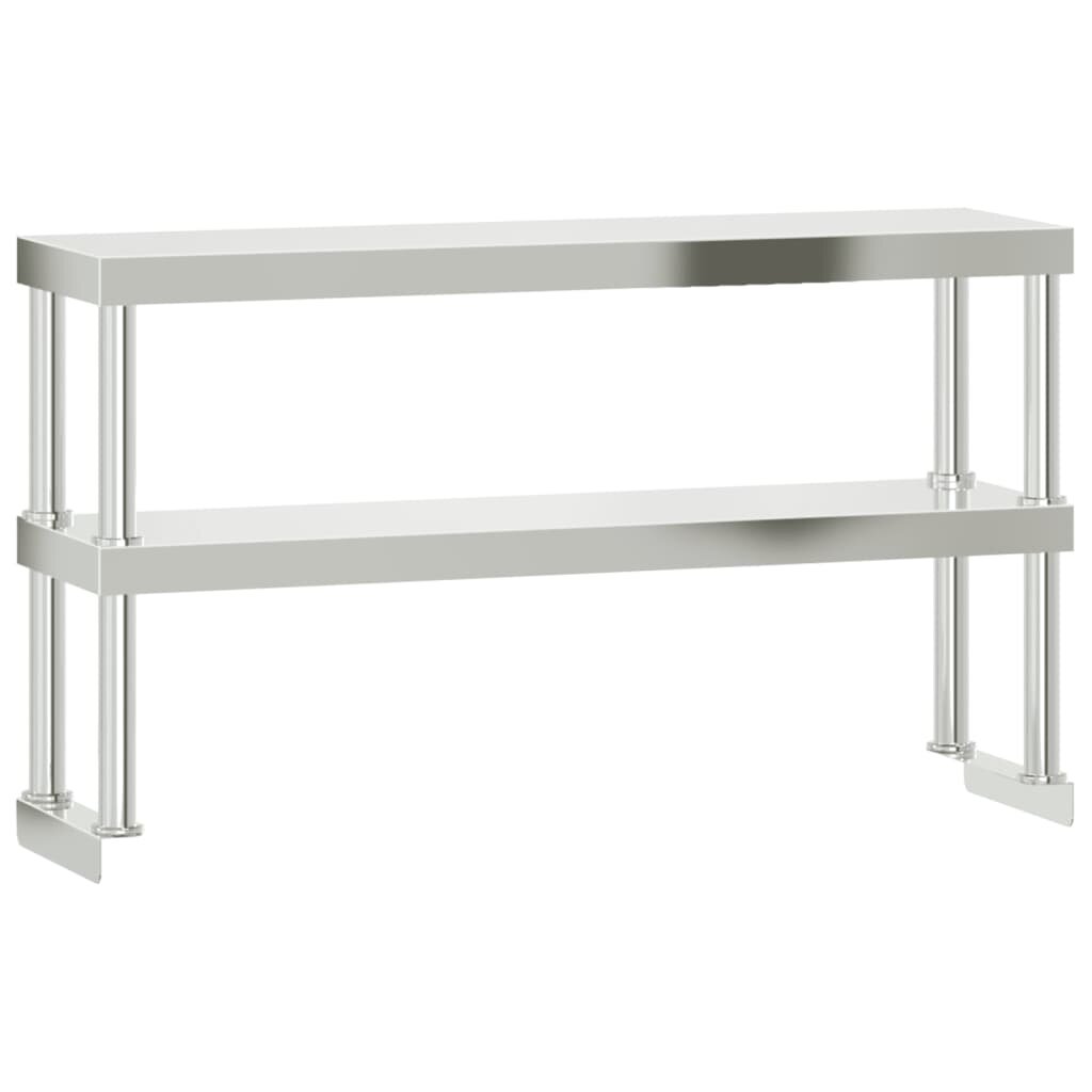 vidaXL 2 szintes rozsdamentes acél munkaasztal felső polc 110x30x65 cm