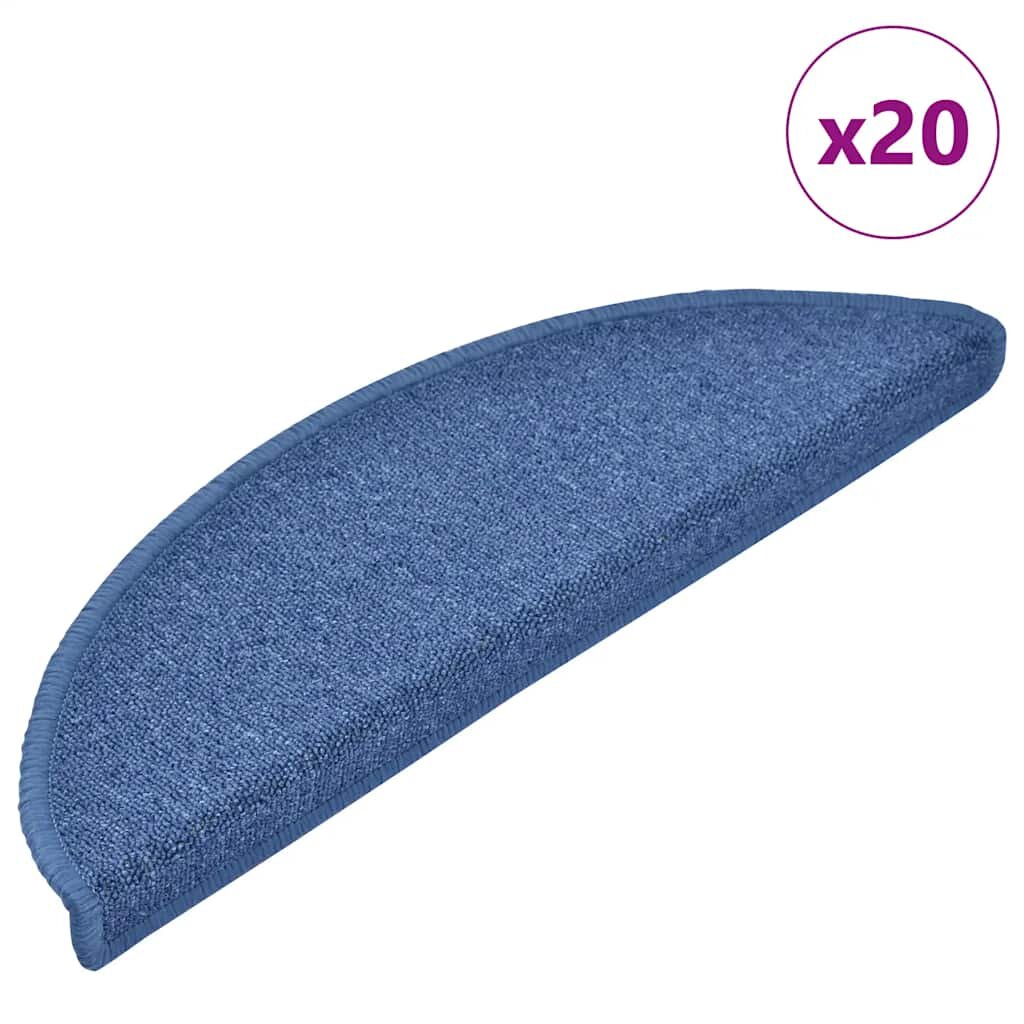 vidaXL 20 db kék félkör alakú lépcsőszőnyeg 56 x 17 x 3 cm