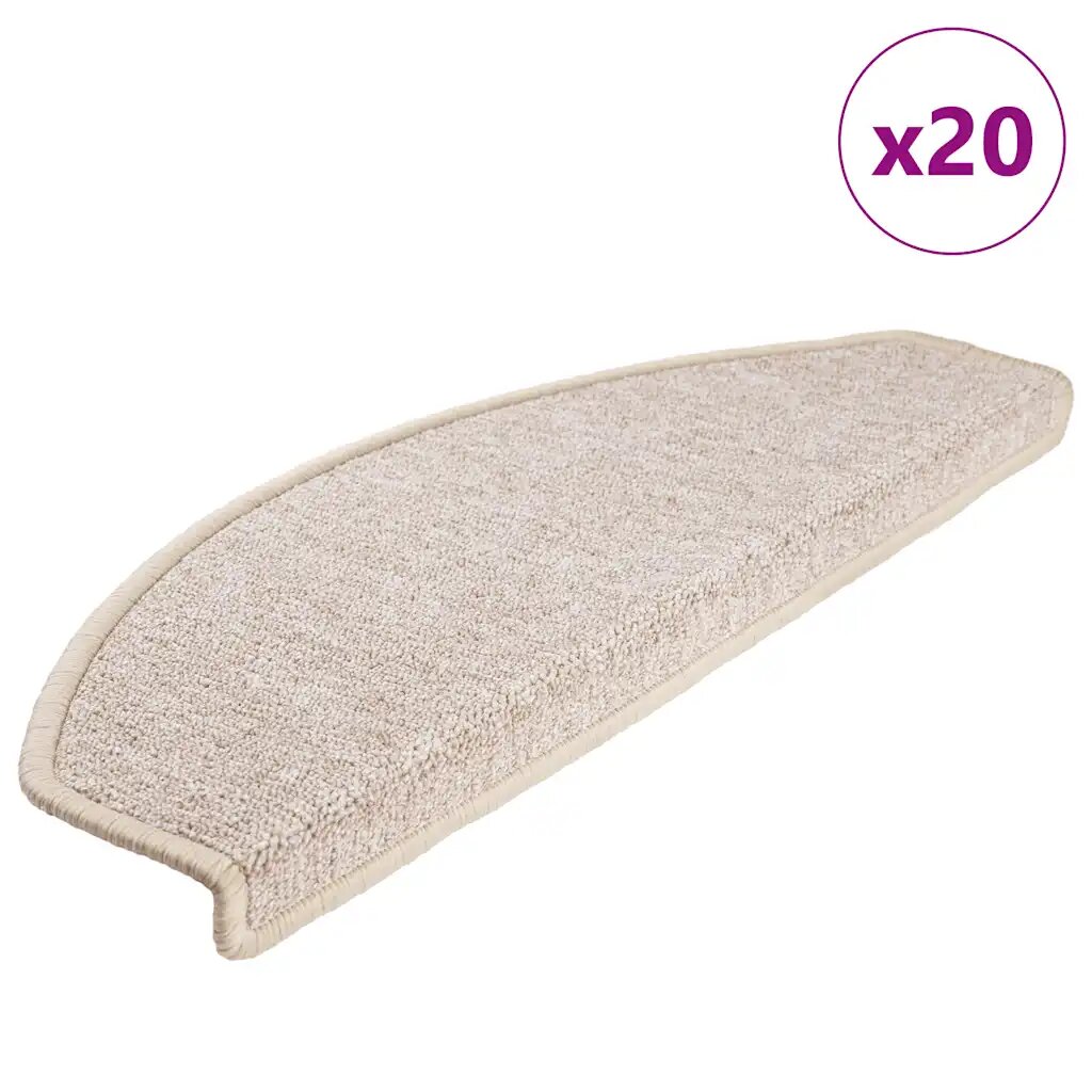 vidaXL 20 db lépcsőszőnyeg 65 x 24 x 4 cm bézs félkör alakú nagy