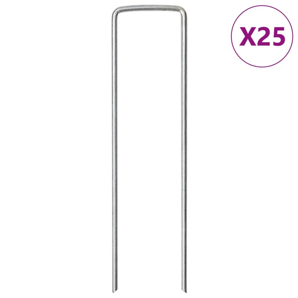 vidaXL 25 db U-alakú horganyzott acél talajcövek 15 x 35 cm