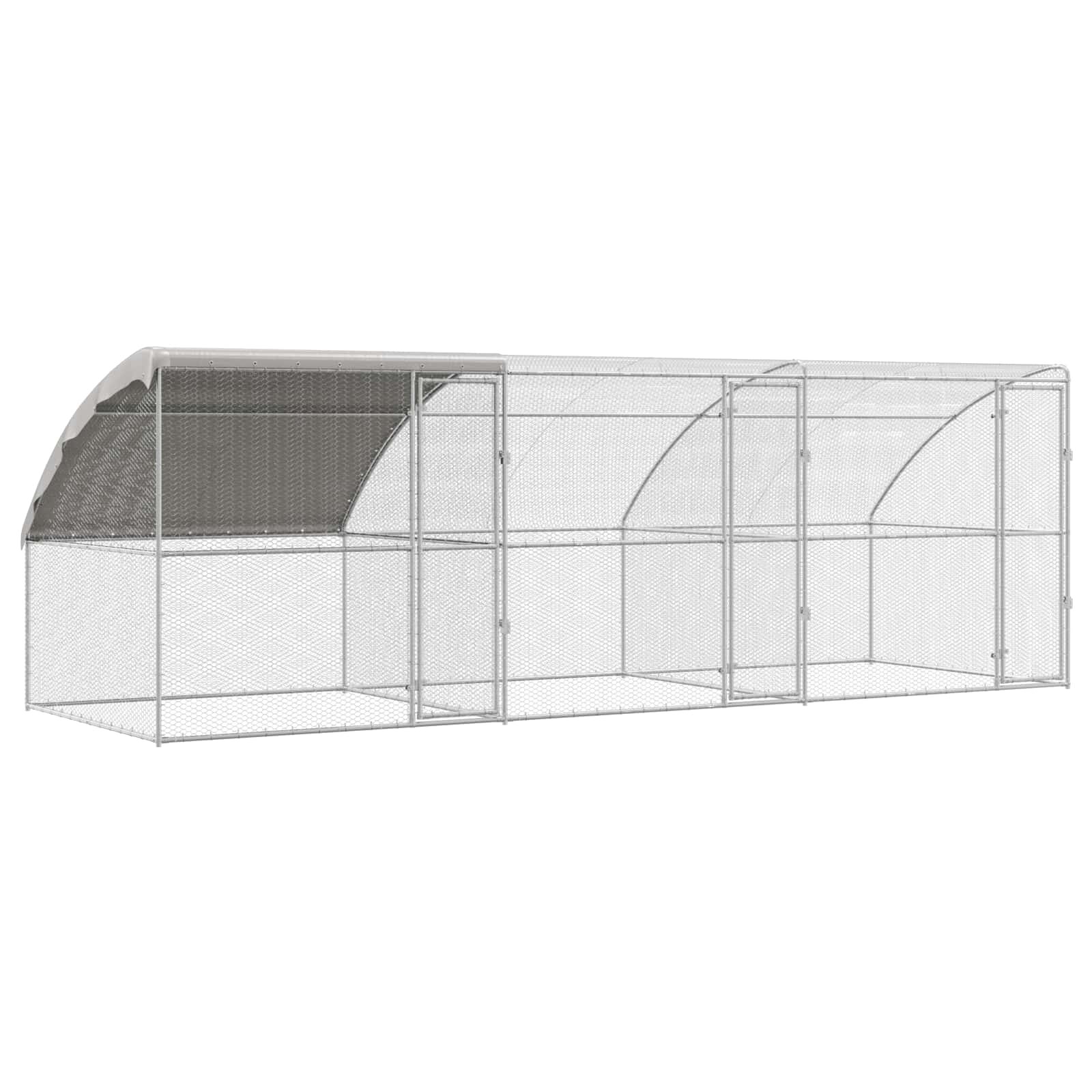 vidaXL 3 ajtós csirkeól 3 db Ezüst 600x200x200cm Acél és PE