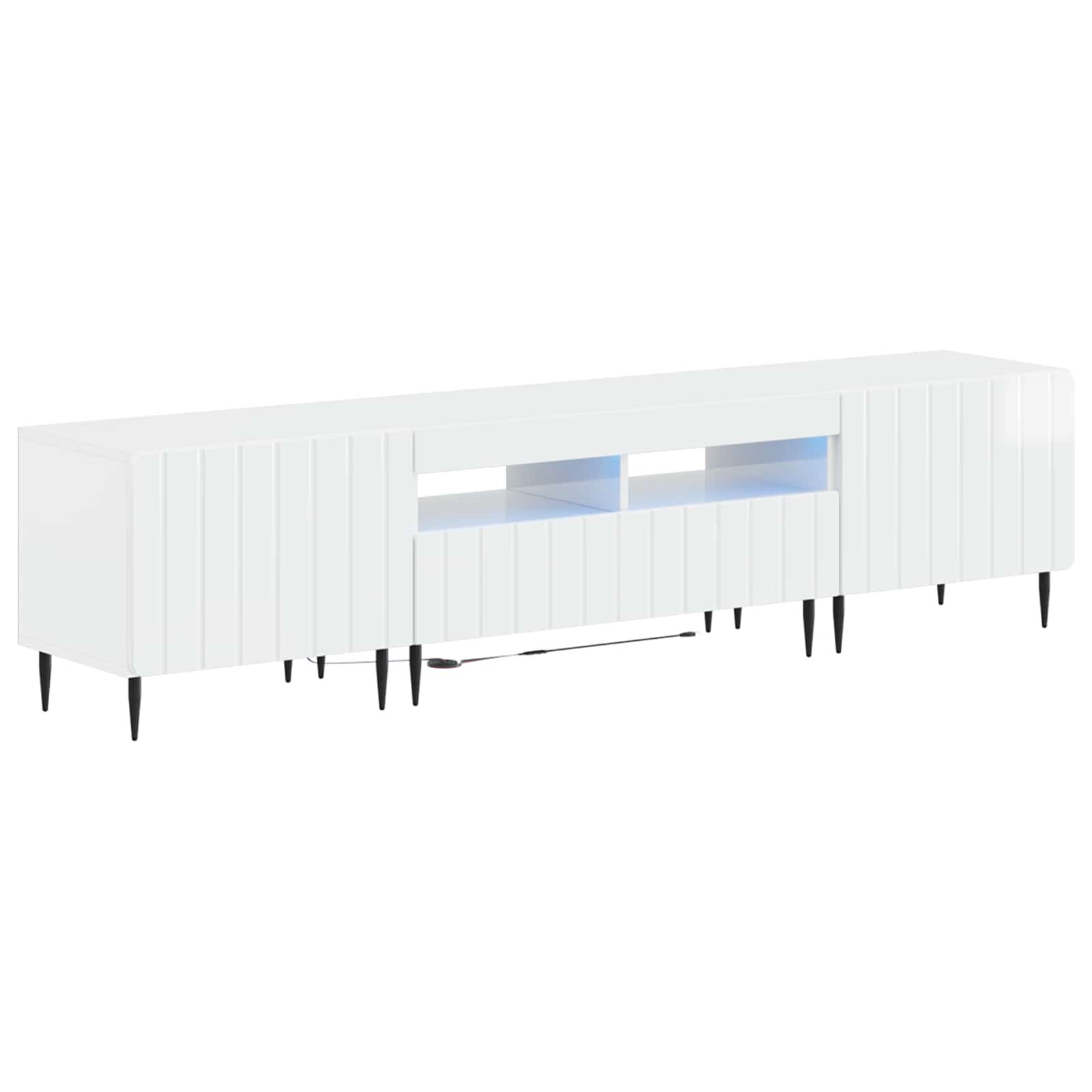 vidaXL 3 darabos LED TV szekrény ZWOLLE Magasfényű Fehér Szerelt Fa