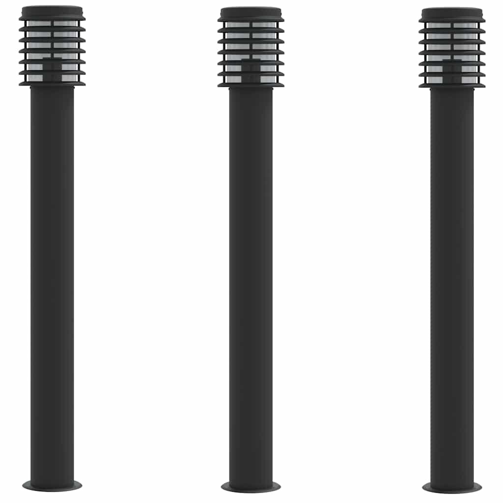 vidaXL 3 db fekete rozsdamentes acél kültéri állólámpa 110 cm