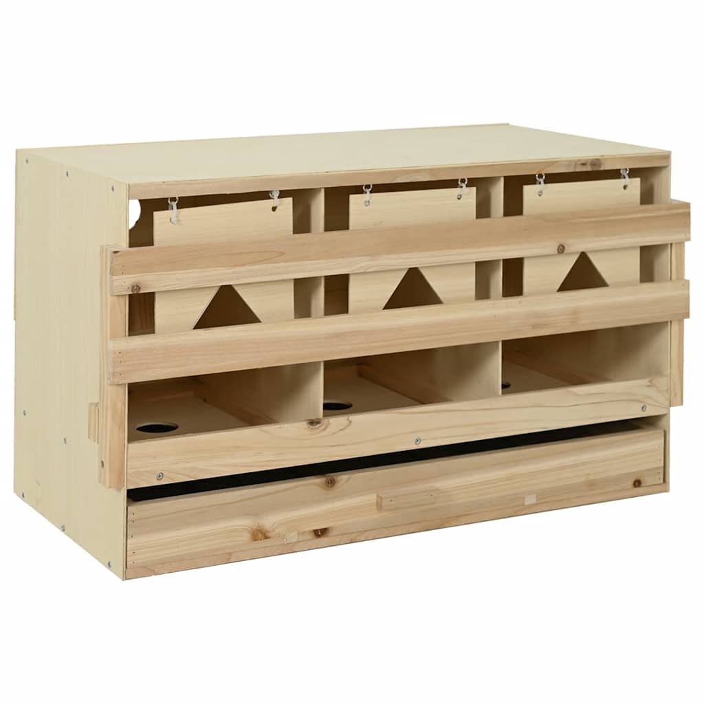 vidaXL 3 rekeszes tömör fenyőfa tojófészek 96 x 40 x 45 cm