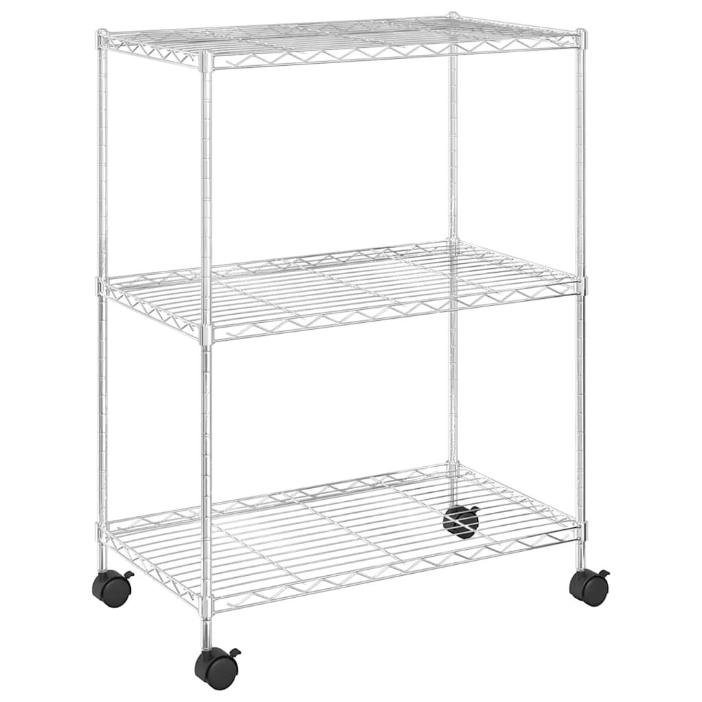 vidaXL 3 szintes króm tárolóállvány kerekekkel 150 kg 60 x 35 x 81 cm