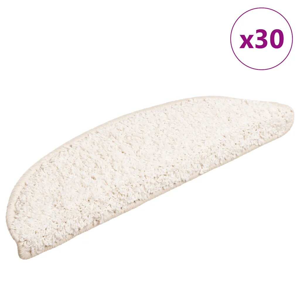 vidaXL 30 db fehér félkör alakú lépcsőszőnyeg 56 x 17 x 3 cm