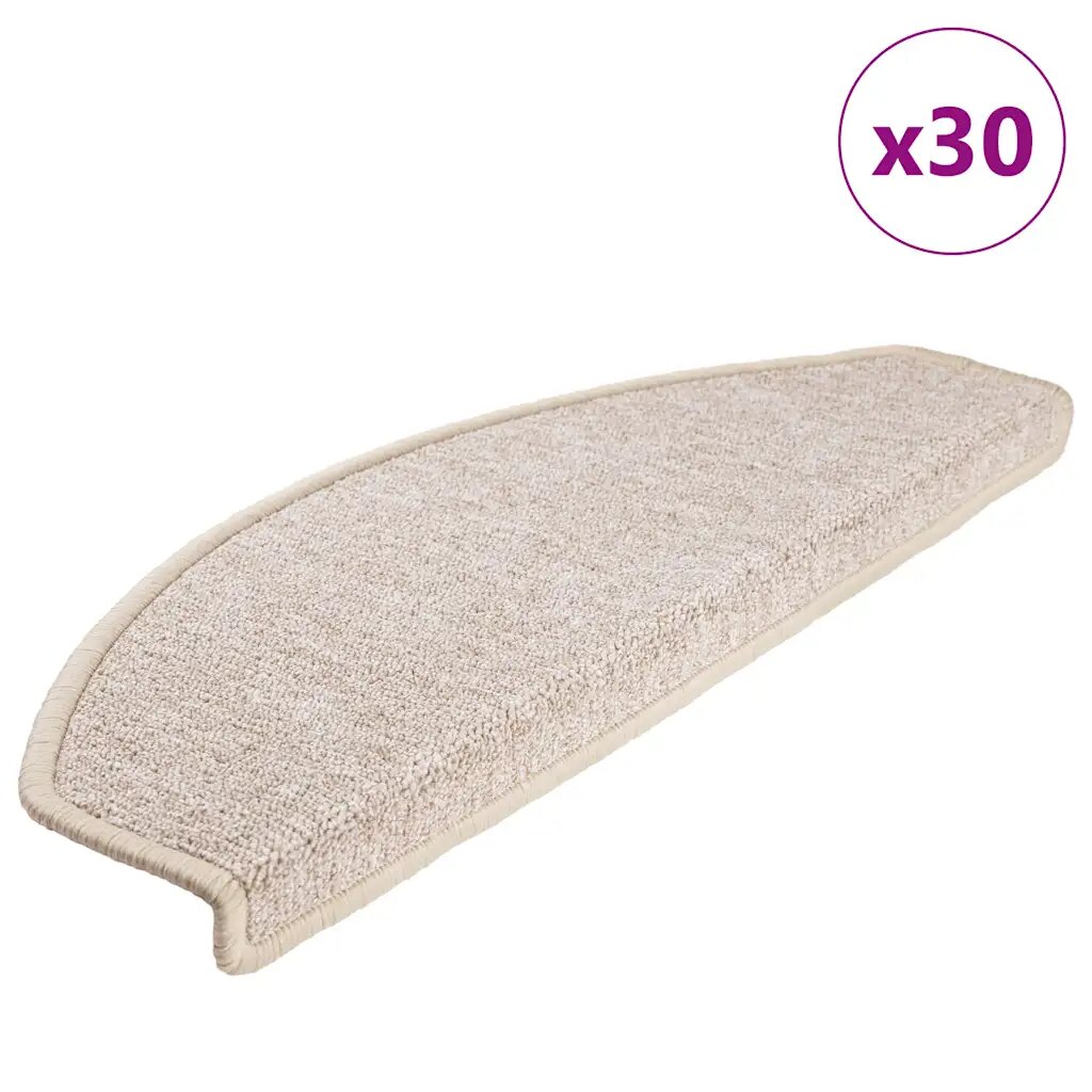 vidaXL 30 db lépcsőszőnyeg 65 x 24 x 4 cm bézs félkör alakú nagy