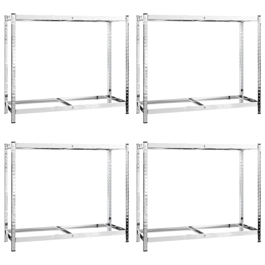 vidaXL 4 db ezüstszínű 2 szintes acél gumiabroncstartó 110x40x110 cm