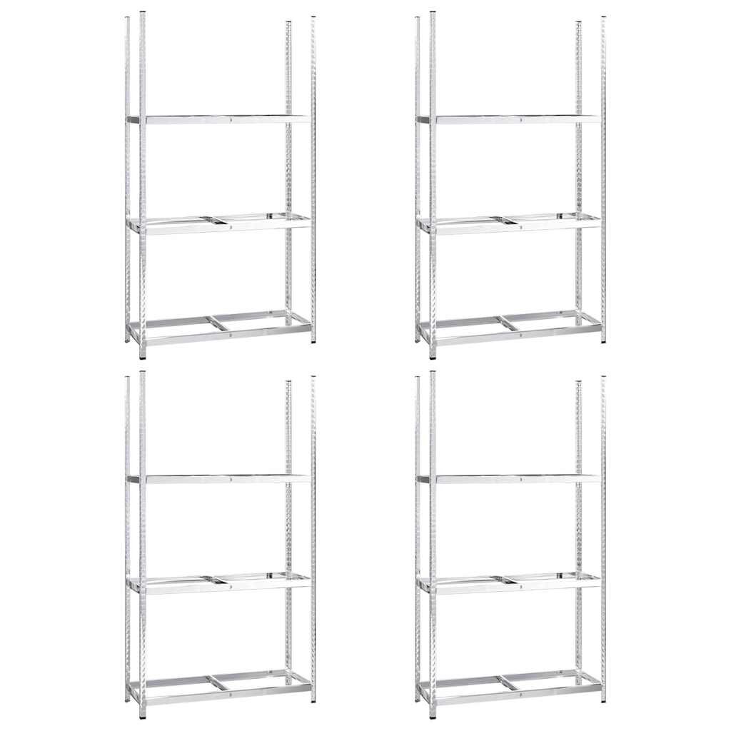 vidaXL 4 db ezüstszínű 3 szintes acél gumiabroncstartó 110x40x200 cm