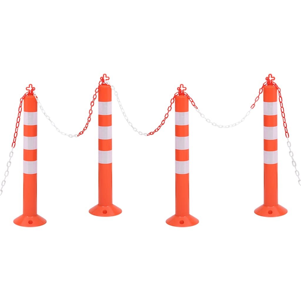 vidaXL 4 db polietilén terelőoszlop lánccal 75 cm