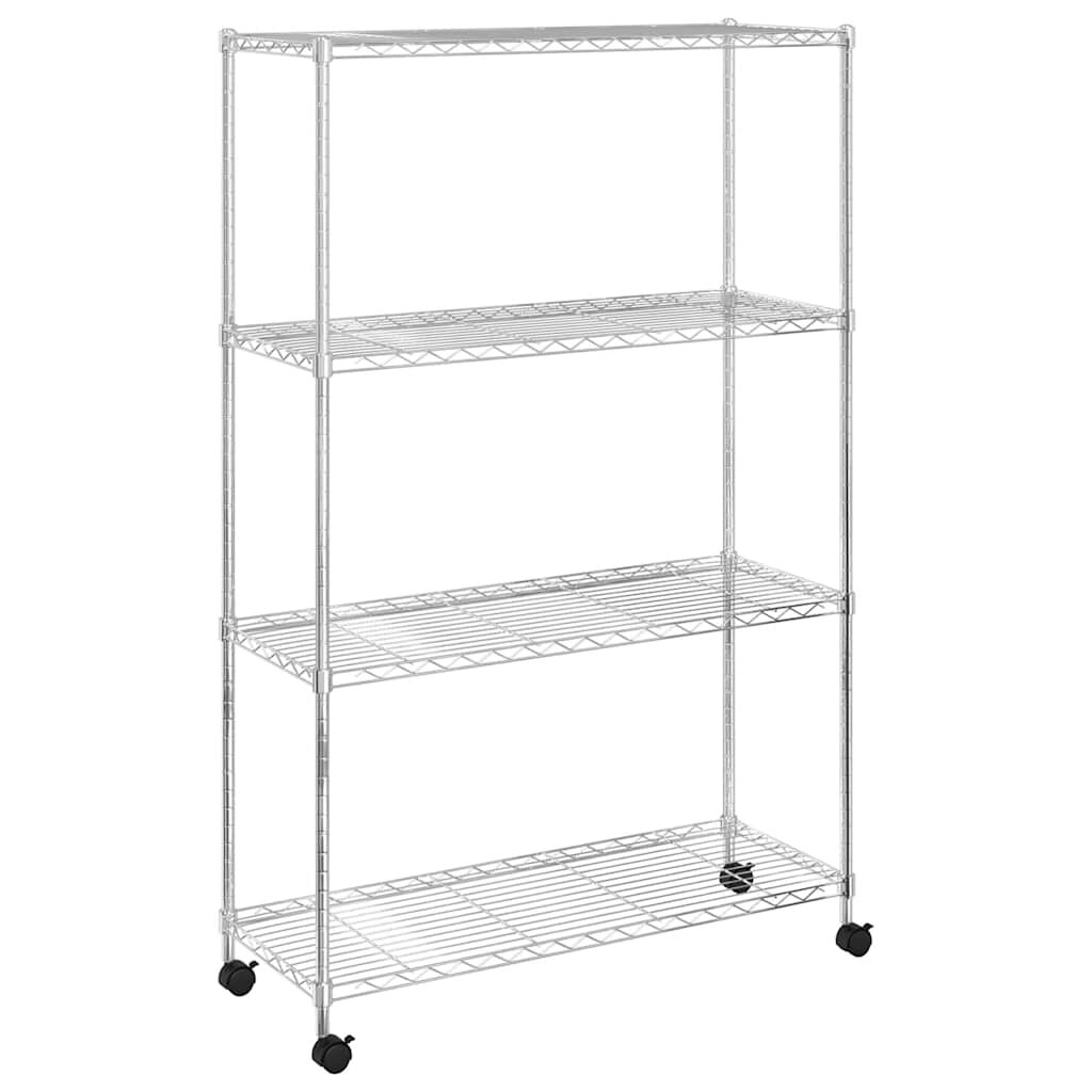 vidaXL 4 szintes króm tárolópolc kerekekkel 90 x 35 x 142 cm 200 kg