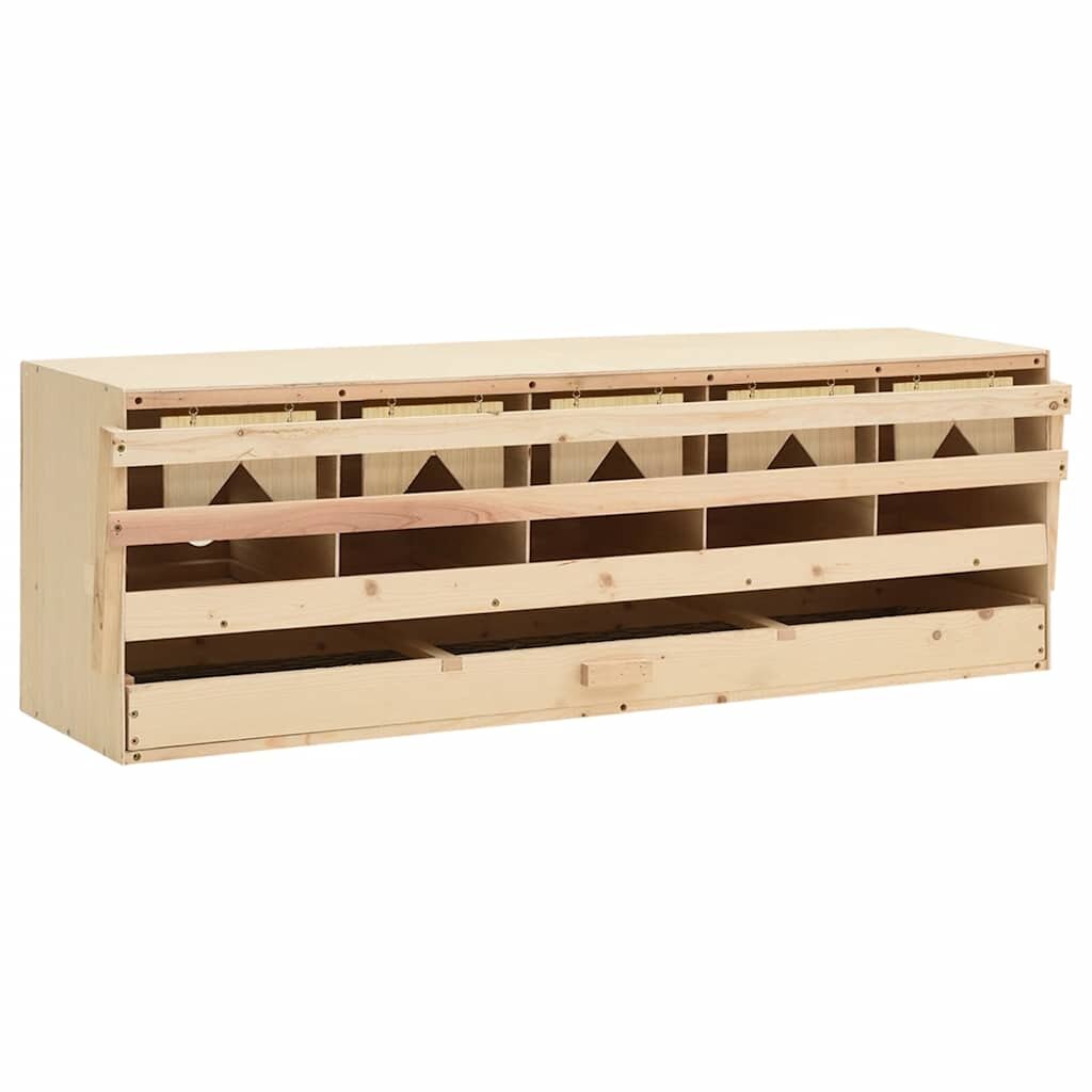 vidaXL 5 rekeszes tömör fenyőfa tyúk fészkelő 117 x 33 x 38 cm
