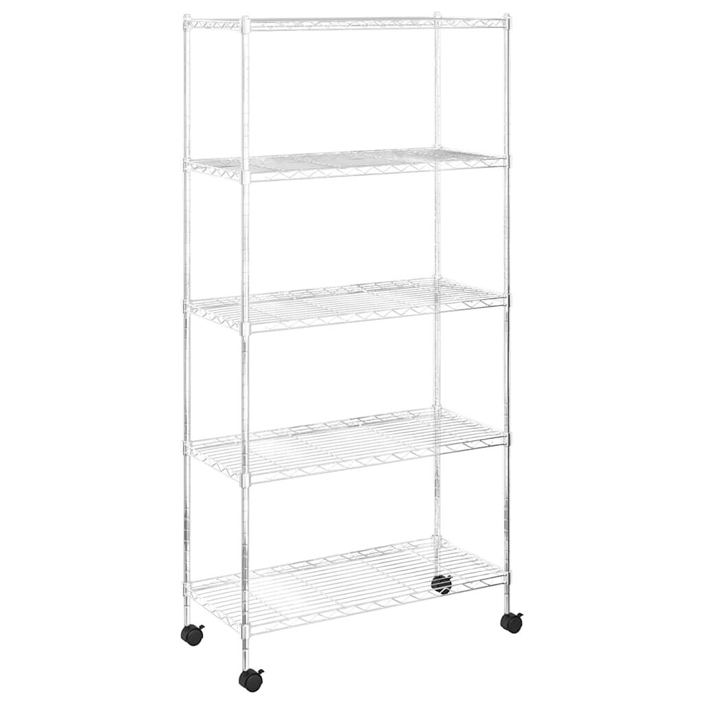 vidaXL 5 szintes króm tárolópolc kerekekkel 75 x 35 x 155 cm 250 kg